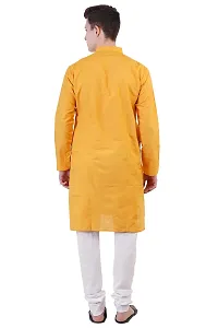 ldhsati Long Straight Kurta for Men's (Man's) Full Sleeves Yellow-thumb3