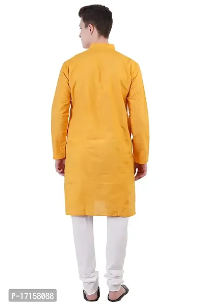 ldhsati Long Straight Kurta for Men's (Man's) Full Sleeves Yellow-thumb4