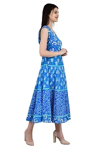 ldhsati Women's Cotton Traditional Jaipuri Printed One Piece Cocktail Midi Dress, Maxi Frock Long Kurti, Midi Maxi Dress Multicolored_Free Size Upto Up to 42XL-thumb3