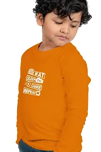 Chombooka Boys' & Girls' Graphics Print Full Sleeve Round Neck Kids' Cotton T Shirt | Mustard | 2-3 Years | Kids_EatSleepGame_MUS_FS2-thumb1