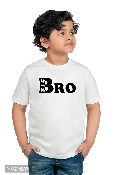 Chombooka Kids Graphics Print Half Sleeve Round Neck Cotton T Shirt | White | Kids_Big_Bro_White_H.S_8 (Pack of 1)