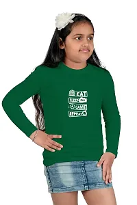 Chombooka Boys' & Girls' Graphics Print Full Sleeve Round Neck Kids' Cotton T Shirt | Green | 10-11 Years | Kids_EatSleepGame_GR_FS10-thumb3