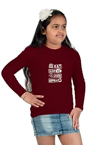 Chombooka Boys' & Girls' Graphics Print Full Sleeve Round Neck Kids' Cotton T Shirt | Maroon | 6-7 Years | Kids_EatSleepGame_MAR_FS6-thumb3