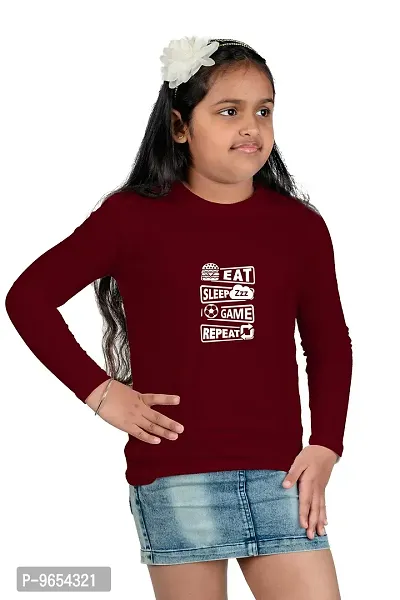 Chombooka Boys' & Girls' Graphics Print Full Sleeve Round Neck Kids' Cotton T Shirt | Maroon | 6-7 Years | Kids_EatSleepGame_MAR_FS6-thumb4