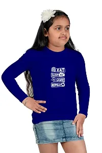 Chombooka Boys' & Girls' Graphics Print Full Sleeve Round Neck Kids' Cotton T Shirt | RoyalBlue | 8-9 Years | Kids_EatSleepGame_RB_FS8-thumb3