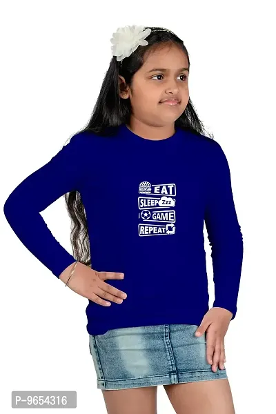 Chombooka Boys' & Girls' Graphics Print Full Sleeve Round Neck Kids' Cotton T Shirt | RoyalBlue | 8-9 Years | Kids_EatSleepGame_RB_FS8-thumb4
