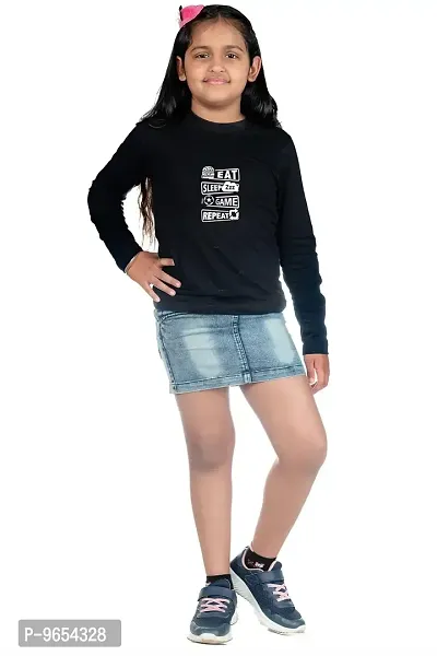 Chombooka Boys' & Girls' Graphics Print Full Sleeve Round Neck Kids' Cotton T Shirt | Black | 8-9 Years | Kids_EatSleepGame_BK_FS8-thumb3