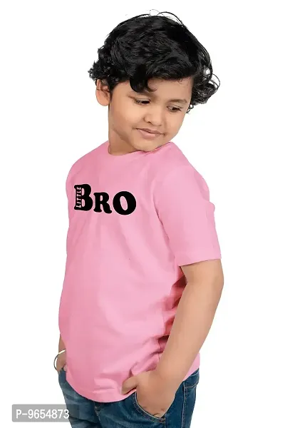 Chombooka Kids Graphics Print Half Sleeve Round Neck Cotton T Shirt | Pink | Kids_Little_Bro_Pink_H.S_6 (Pack of 1)-thumb3