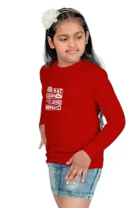 Chombooka Boys' & Girls' Graphics Print Full Sleeve Round Neck Kids' Cotton T Shirt | Red | 8-9 Years | Kids_EatSleepGame_Red_FS8-thumb2
