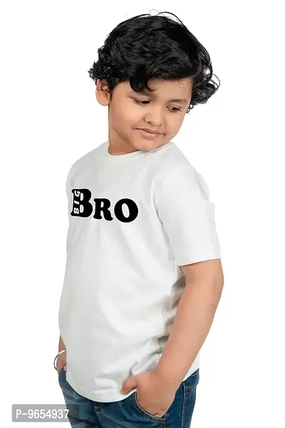 Chombooka Kids Graphics Print Half Sleeve Round Neck Cotton T Shirt | White | Kids_Big_Bro_White_H.S_8 (Pack of 1)-thumb3