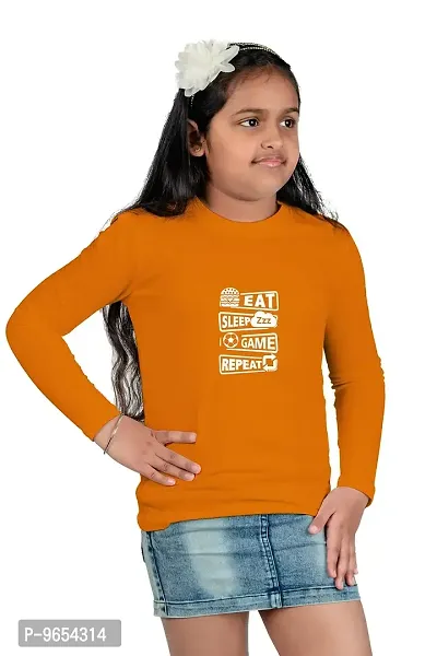 Chombooka Boys' & Girls' Graphics Print Full Sleeve Round Neck Kids' Cotton T Shirt | Mustard | 2-3 Years | Kids_EatSleepGame_MUS_FS2-thumb4