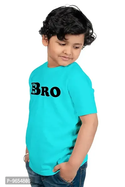 Chombooka Kids Graphics Print Half Sleeve Round Neck Cotton T Shirt | Aqua.Blue | Kids_Big_Bro_Aqua.Blue_H.S_8 (Pack of 1)-thumb3