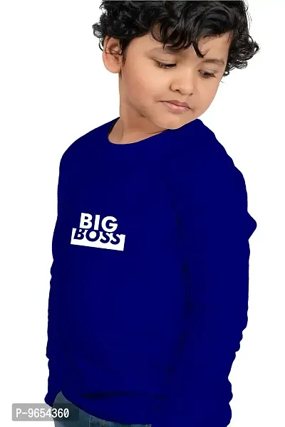 Chombooka Boys' & Girls' Graphics Print Full Sleeve Round Neck Kids' Cotton T Shirt | RoyalBlue | 2-3 Years | Kids_Big Boss_RB_FS2-thumb2