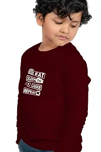 Chombooka Boys' & Girls' Graphics Print Full Sleeve Round Neck Kids' Cotton T Shirt | Maroon | 6-7 Years | Kids_EatSleepGame_MAR_FS6-thumb1
