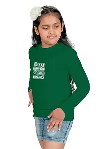 Chombooka Boys' & Girls' Graphics Print Full Sleeve Round Neck Kids' Cotton T Shirt | Green | 4-5 Years | Kids_EatSleepGame_GR_FS4-thumb2