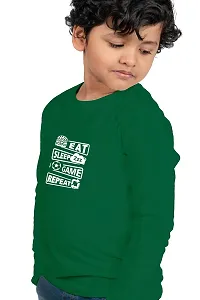 Chombooka Boys' & Girls' Graphics Print Full Sleeve Round Neck Kids' Cotton T Shirt | Green | 4-5 Years | Kids_EatSleepGame_GR_FS4-thumb1