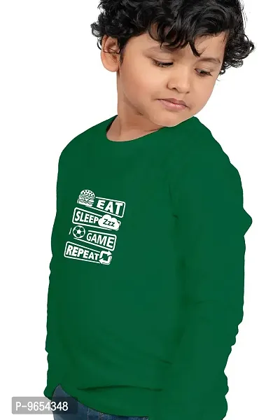 Chombooka Boys' & Girls' Graphics Print Full Sleeve Round Neck Kids' Cotton T Shirt | Green | 4-5 Years | Kids_EatSleepGame_GR_FS4-thumb2