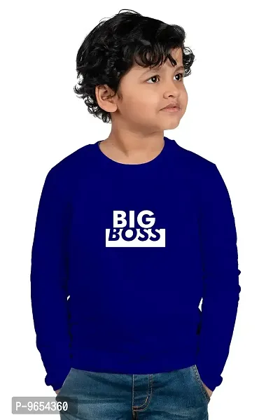 Chombooka Boys' & Girls' Graphics Print Full Sleeve Round Neck Kids' Cotton T Shirt | RoyalBlue | 2-3 Years | Kids_Big Boss_RB_FS2-thumb0