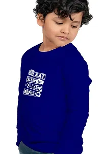 Chombooka Boys' & Girls' Graphics Print Full Sleeve Round Neck Kids' Cotton T Shirt | RoyalBlue | 8-9 Years | Kids_EatSleepGame_RB_FS8-thumb1