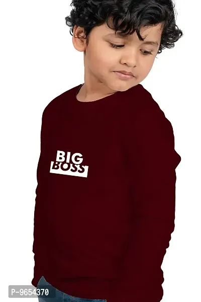 Chombooka Boys' & Girls' Graphics Print Full Sleeve Round Neck Kids' Cotton T Shirt | Maroon | 8-9 Years | Kids_Big Boss_MAR_FS8-thumb2