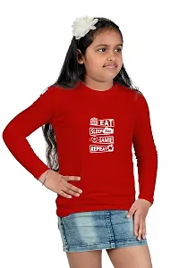 Chombooka Boys' & Girls' Graphics Print Full Sleeve Round Neck Kids' Cotton T Shirt | Red | 8-9 Years | Kids_EatSleepGame_Red_FS8-thumb3