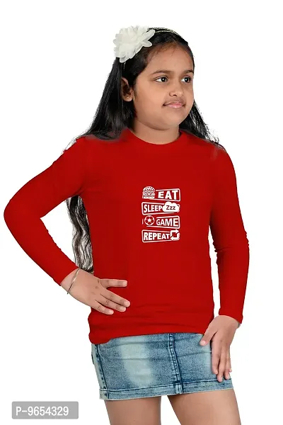 Chombooka Boys' & Girls' Graphics Print Full Sleeve Round Neck Kids' Cotton T Shirt | Red | 8-9 Years | Kids_EatSleepGame_Red_FS8-thumb4