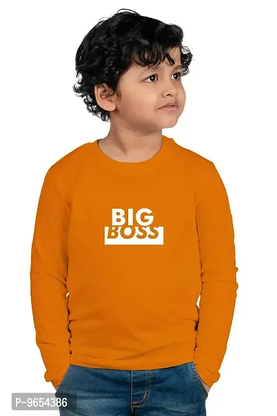 Chombooka Boys' & Girls' Graphics Print Full Sleeve Round Neck Kids' Cotton T Shirt | Mustard | 4-5 Years | Kids_Big Boss_MUS_FS4