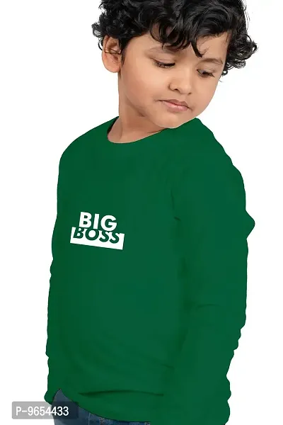 Chombooka Boys' & Girls' Graphics Print Full Sleeve Round Neck Kids' Cotton T Shirt | Green | 8-9 Years | Kids_Big Boss_GR_FS8-thumb2