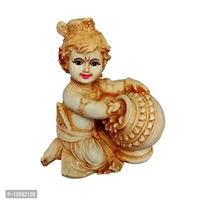 Trendy Newven Poly Marble Handcrafted Krishna Showpiece Hindu God Idol Decorative Statue