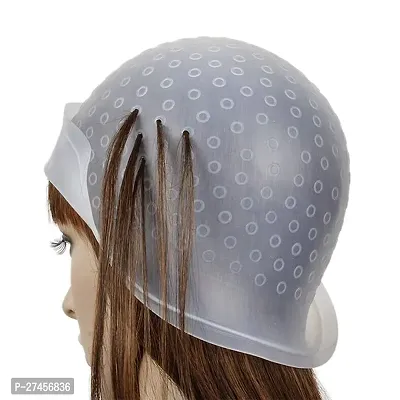 Silicone Reusable Highlight Salon Hair Coloring Dye Cap With Hair Colouring Brush-thumb3