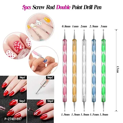 Twirey Nail Art Pen  Brush Painting Polish Design Kit 15 Nail Brushes,5 Nail Dotting Pen,10 Adhesive Nail Striping Tape (30 Pcs)-thumb5