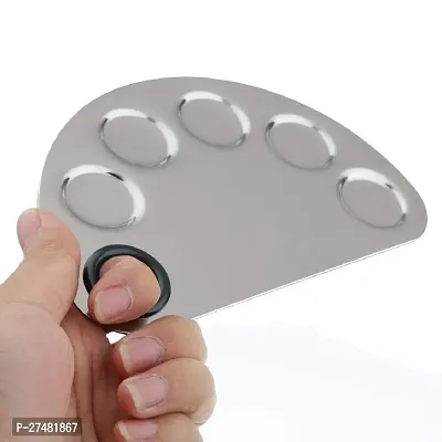 Twirey Stainless Steel Cosmetic 5 Dip Makeup Mixing Plate With Spatula Tool For Women (Silver)-thumb5