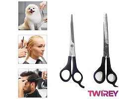 Stainless Steel Hair Cutting Scissor For Men Women Professional Salon Barber Hairdressing Styling Tool Kit Set Of 2-thumb2