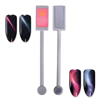 Twirey 2 Pcs 3D Cat Eyes Nail Art Magnetic Pen Set Double Head Magnet Stick Uv Gel Magic Manicure Tools For DiySalon (Pink  Black)-thumb1