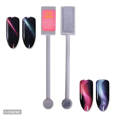 Twirey 2 Pcs 3D Cat Eyes Nail Art Magnetic Pen Set Double Head Magnet Stick Uv Gel Magic Manicure Tools For DiySalon (Pink  Black)-thumb2