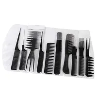 Professional Multipurpose 10 Pcs Hair Comb Set Hair Brush For Hair Cutting And Styling (Black)-thumb2