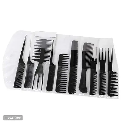 Professional Multipurpose 10 Pcs Hair Comb Set Hair Brush For Hair Cutting And Styling (Black)-thumb3