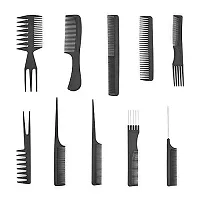 Professional Multipurpose 10 Pcs Hair Comb Set Hair Brush For Hair Cutting And Styling (Black)-thumb3