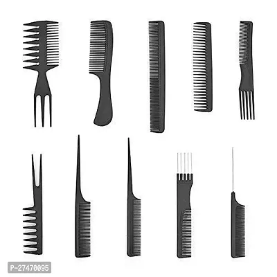 Professional Multipurpose 10 Pcs Hair Comb Set Hair Brush For Hair Cutting And Styling (Black)-thumb4