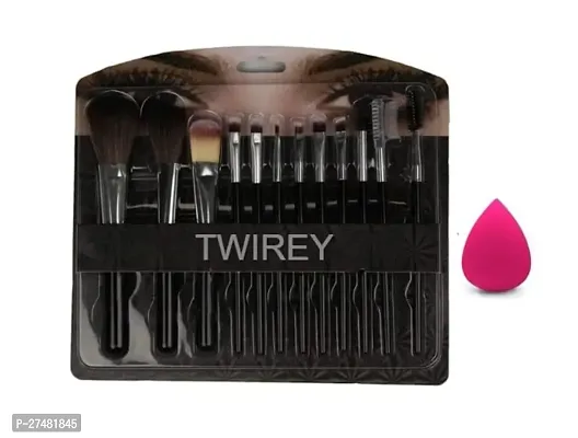 Twirey Premium Makeup Brush Set Of 13 Pieces For Professional Party Makeup Foundation Eyeshadow Ebbrow Mascara Brushes Face Powder Brush With Blender Sponge 13Pc