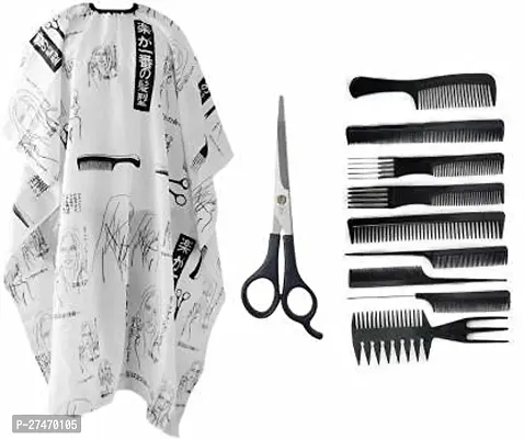 Professional Hairdressing Combo Of Hair Cutting Comb Set With Scissor And Apron Cutting Sheet For Men And Women Saloon Use