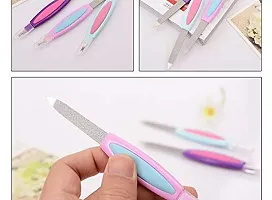 Twirey 2 In 1 Manicure Pedicure Nail File Tool Cuticle Trimmer Cutter Remover For Women (Colour May Vary)- Pack Of 1-thumb2