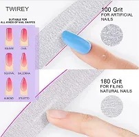 Twirey 10Pcs Professional 100/180 Double Sided Nail Filer/Emery Board/Buffer/Polisher, Reusable Hard File Washable Manicure Pedicure Tool For Home N Salon-thumb1