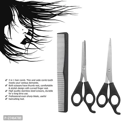 5In1 Professional Parlour Cutting Set Hair Cutting Scissors With Hair Cutting Sheet Apron With Neck Face Duster Brush Comb And Spray Bottle-thumb4