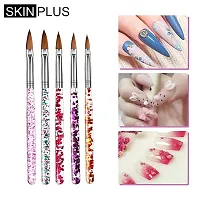 Twirey 5 Pcs Nail Art Brush Nail Liner Brush, Acrylic Uv Gel Glitter Drawing Painting Brushes Crystal Handle Nylon Hair Carving Flower Pens Nails Tools-thumb1