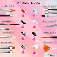 Twirey Nail Art Pen  Brush Painting Polish Design Kit 15 Nail Brushes,5 Nail Dotting Pen,10 Adhesive Nail Striping Tape (30 Pcs)-thumb3