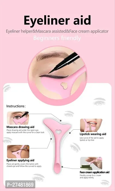 Twirey Eyeliner Stencil - Reusable Winged Eye Stencils Makeup Aid Tool, 3 In 1 Eyelash, Eyeshadow, Eyeliner Applicator Guide Tool For Makeup Easy To Use Guide Template Multifunctional, 1 Pc-thumb2