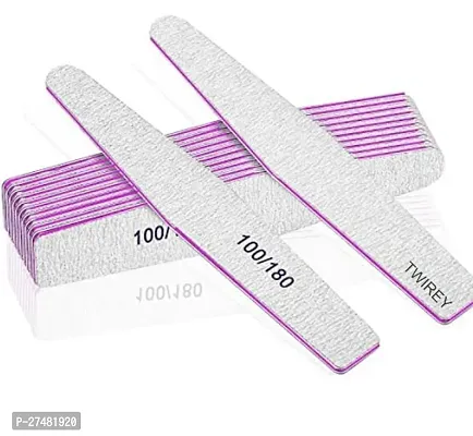 Twirey 10Pcs Professional 100/180 Double Sided Nail Filer/Emery Board/Buffer/Polisher, Reusable Hard File Washable Manicure Pedicure Tool For Home N Salon-thumb0