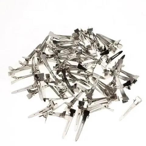 Professional Duck Bill Section Hair Clips - 50 Pcs, Silver, 50 Grams