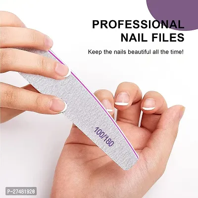 Twirey 10Pcs Professional 100/180 Double Sided Nail Filer/Emery Board/Buffer/Polisher, Reusable Hard File Washable Manicure Pedicure Tool For Home N Salon-thumb4